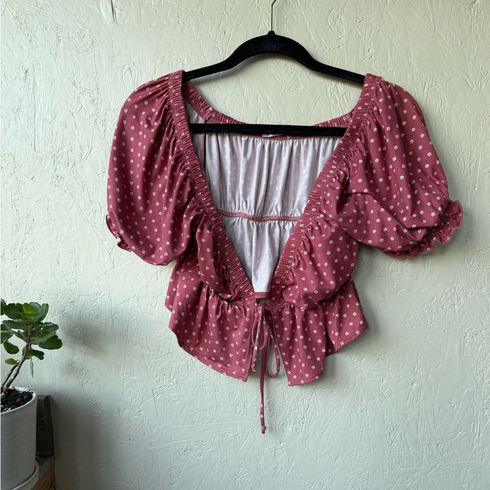 Urban Outfitters Polka Dot Cropped Blouse Size M
